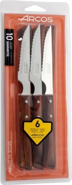 Arcos Nóż do steków z drewnianym uchwytem FOREST dł. 110/220 mm - zestaw 6 szt.