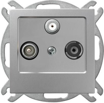 Ospel Gniazdo antenowe AS RTV-SAT końcowe srebrne (GPA-GS/m/18)