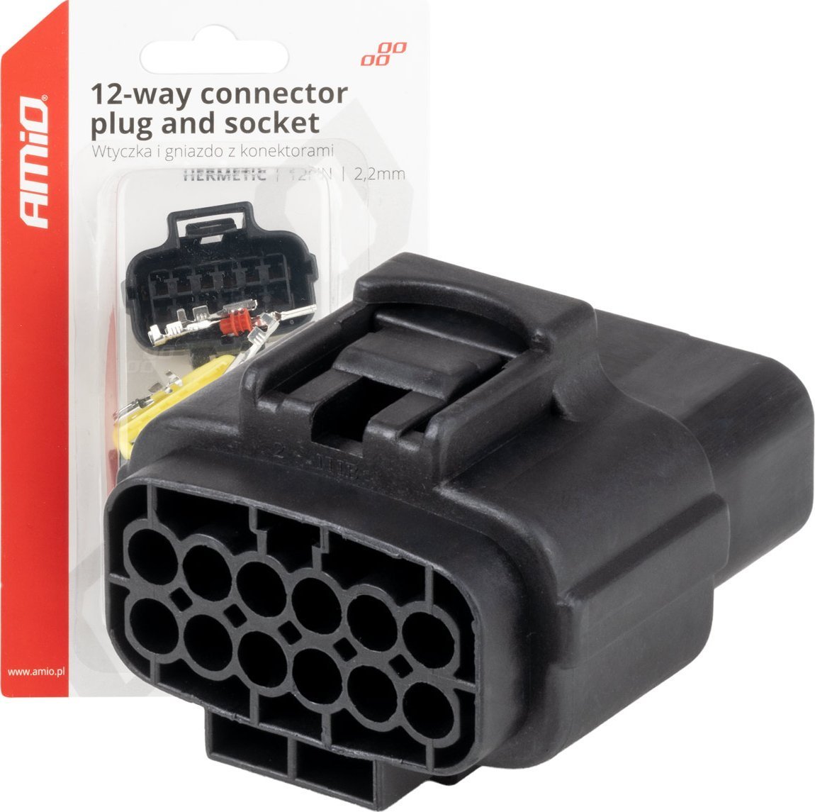 Złącze elektryczne wodoodporne zestaw 12 pin 2.2mm amio-04352