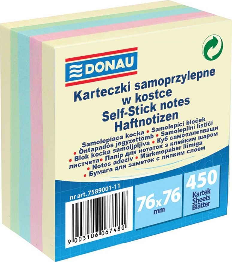 Donau BLOCZEK SAMOP.76X76 MIX KOLORÓW 12SZT. 7586012-99