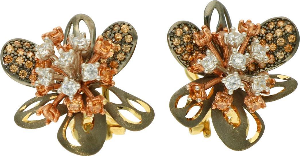 Rosanto Kolczyki kwiaty w trzech kolorach złota 585 14k