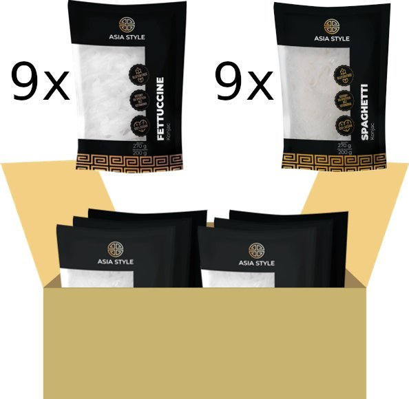 Asia Style Makaron Konjac, mix fettuccine/spaghetti 18 x 270g - Asia Style