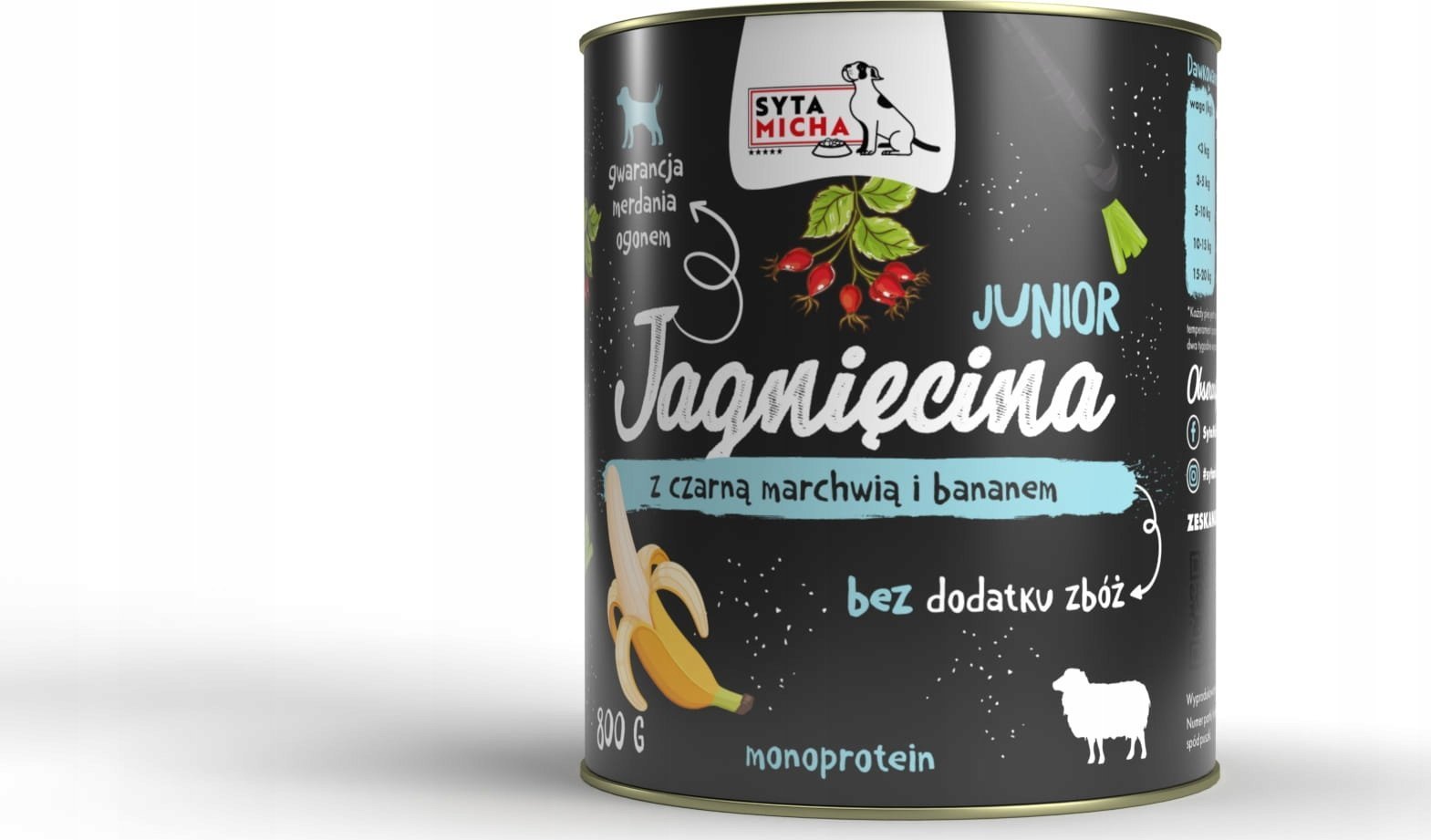 Syta Micha SYTA MICHA mokra karma dla szczeniąt jagnięcina z czarną marchwią i bananem 800g