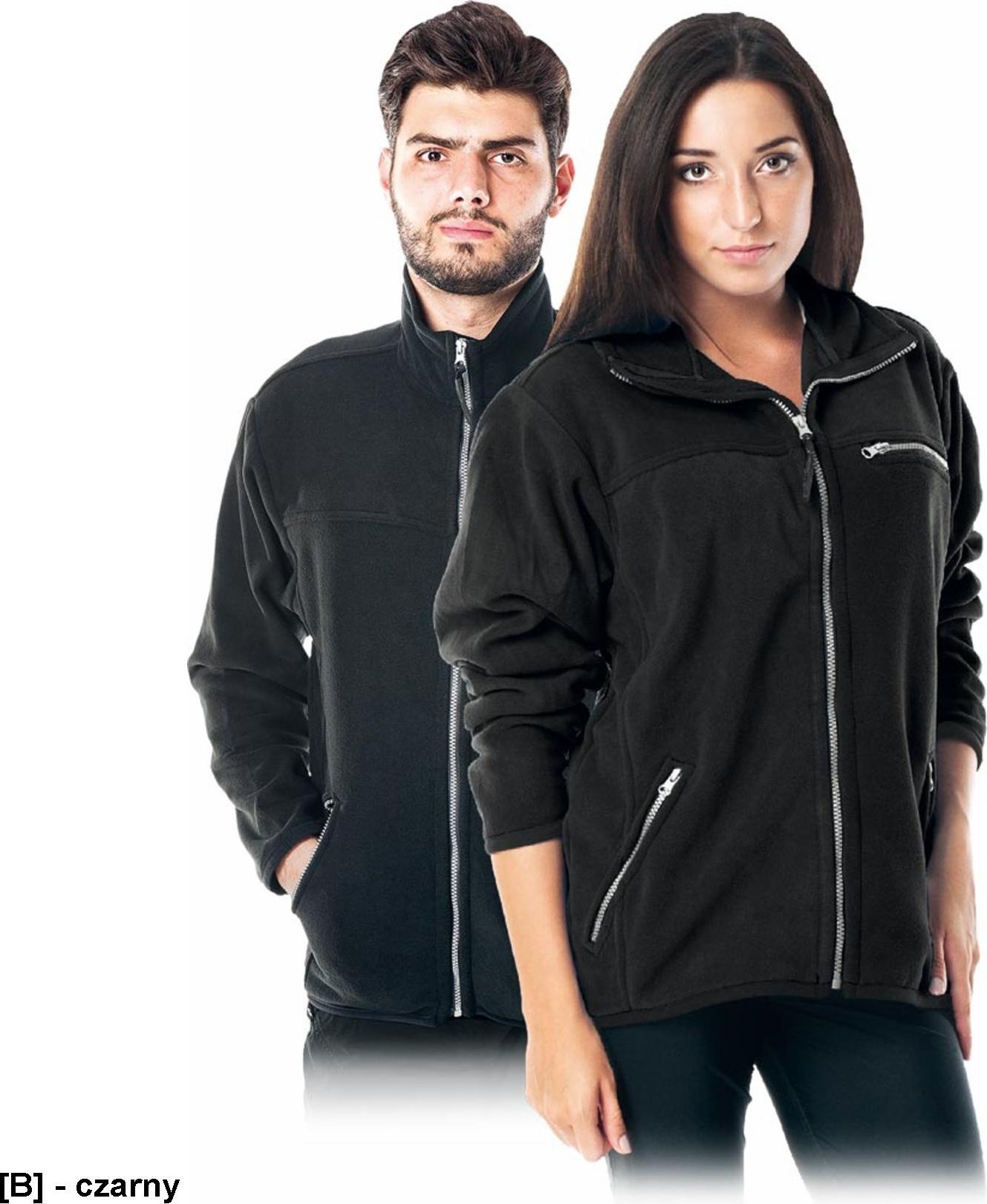 R.E.I.S. POLAR-HONEY - bluza, miły w dotyku krótko strzyżony polar, 100% poliester 290 g/m2, suwak, 3 zasuwane kieszenie - czarny XS