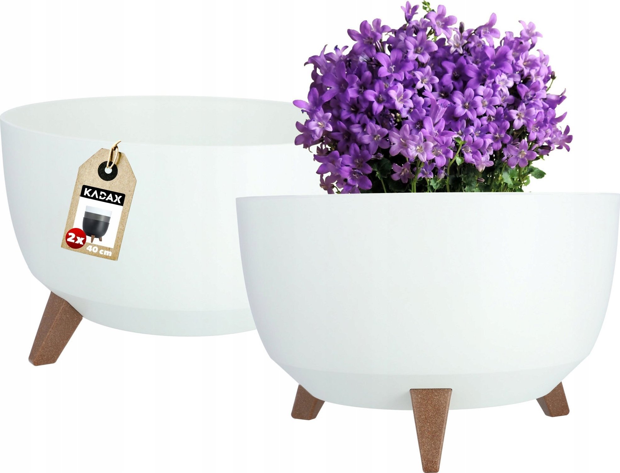 Kadax KADAX 2x Doniczka Na Nóżkach Misa Wkład 40cm Biała
