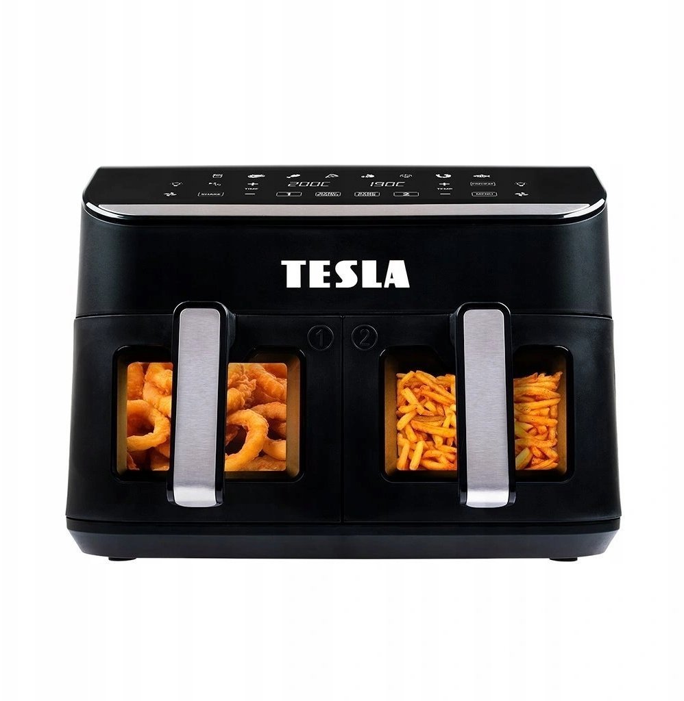 Frytkownica beztłuszczowa Tesla AirCook DualZone Q460 XXL Multifunkcyjny air fryer dwukomorowy 9l (AIRCKDZQ460XXLBLK)