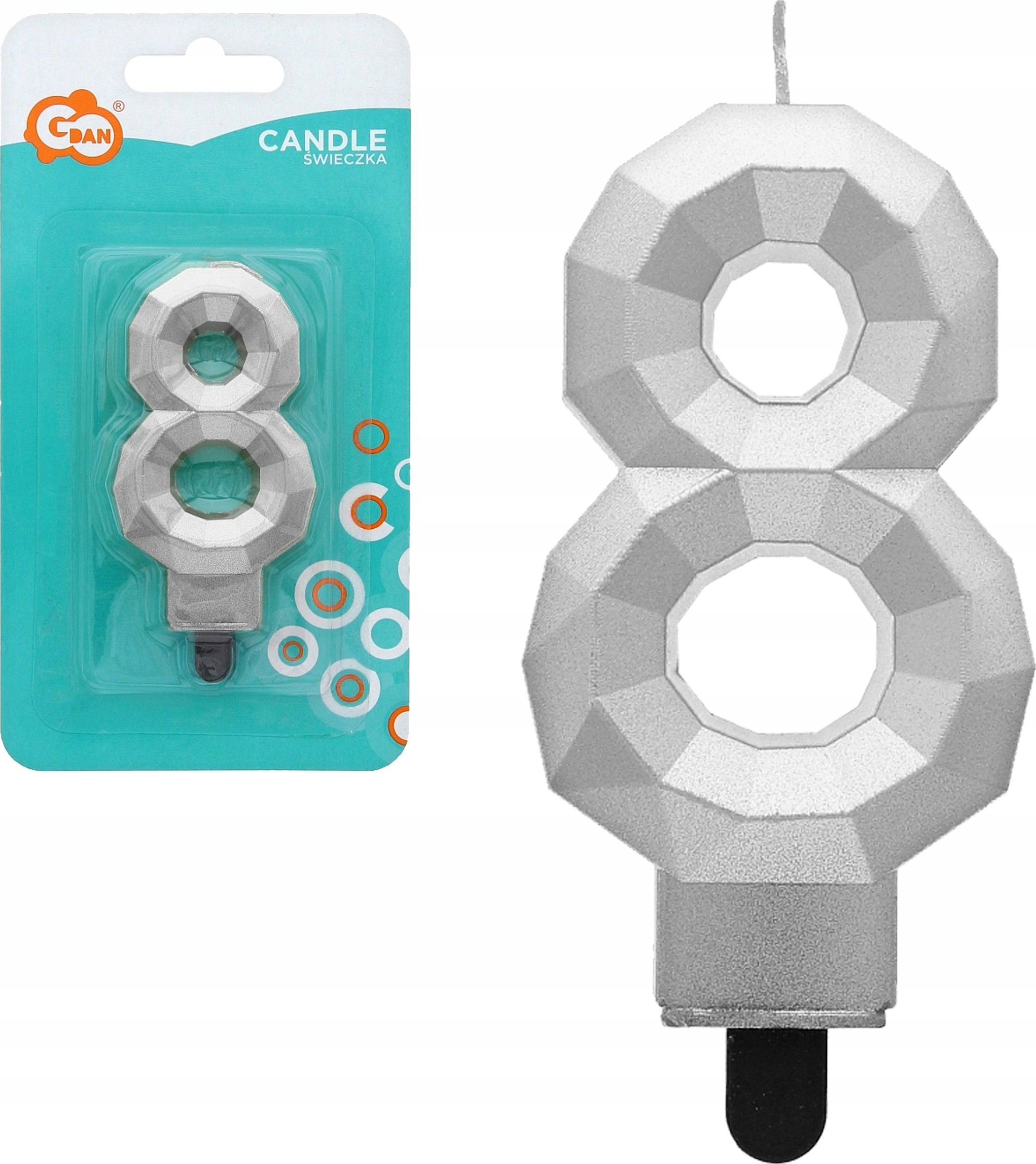 GoDan Świeczka cyfra 8 Diament met srebrny PF-SDS8 63353