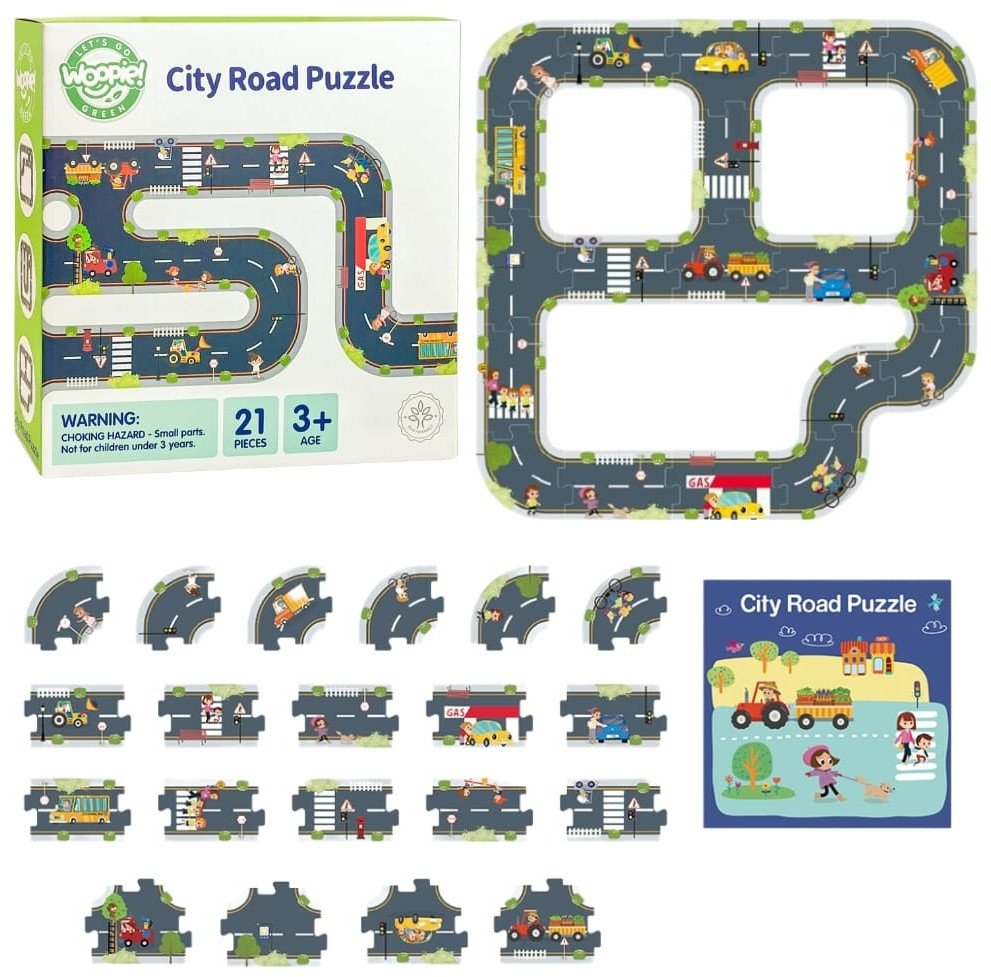 WOOPIE GREEN Droga Puzzle dla Dzieci Autostrada Makieta 21 el. Certyfikat FSC