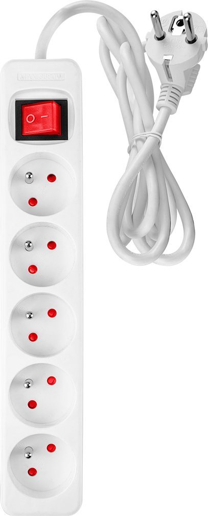 Neo Przedłużacz listwowy 3m, 3x1.5mm2, 5G, biały, ON/OFF