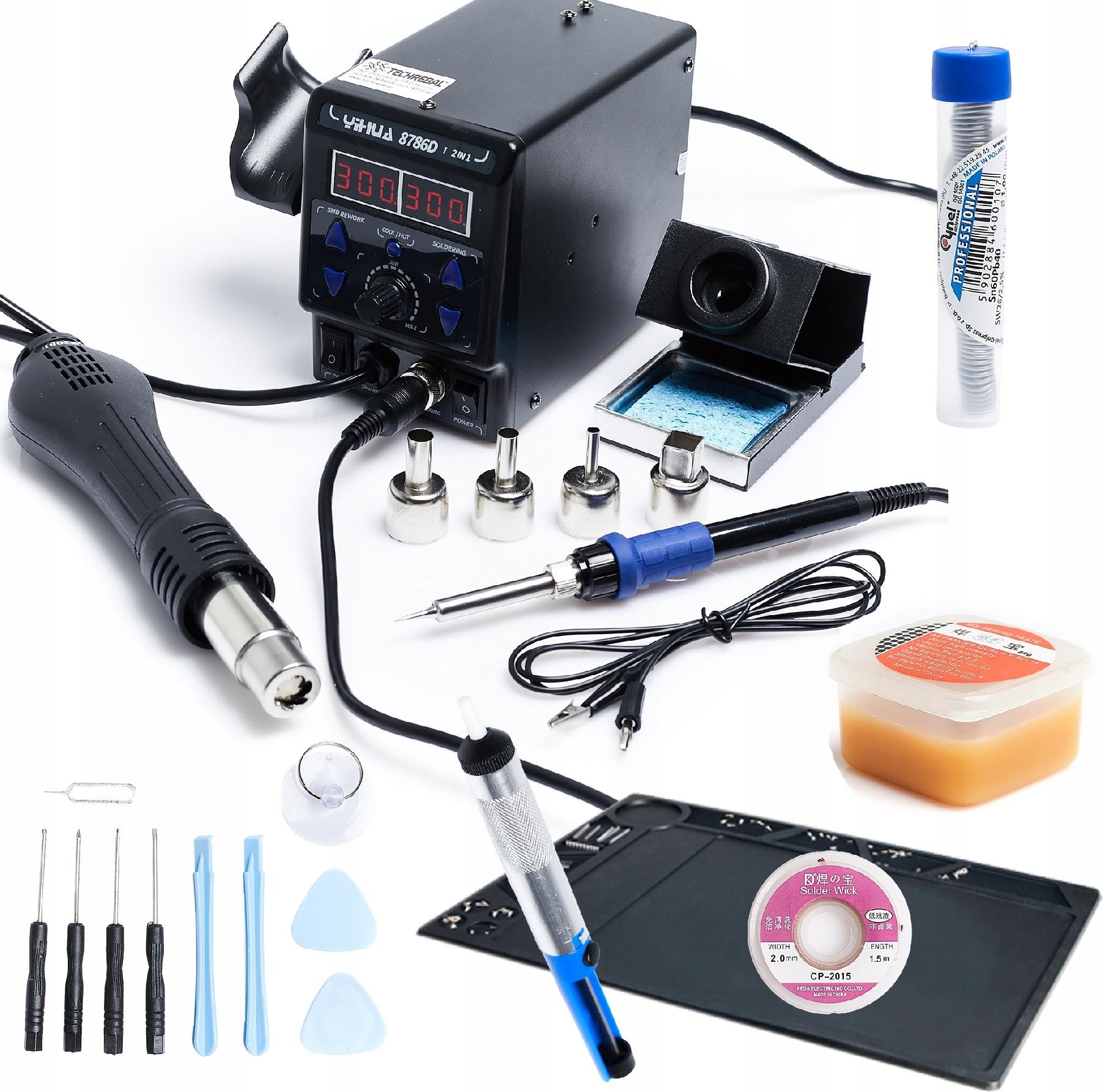 Techrebal DUŻY ZESTAW STACJA 2W1 YIHUA 8786D-I MATA TOPNIK