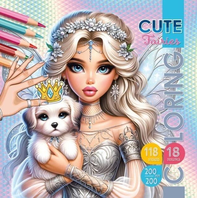 Teka Kolorowanka z naklejkami 200x200 Urocze wróżki