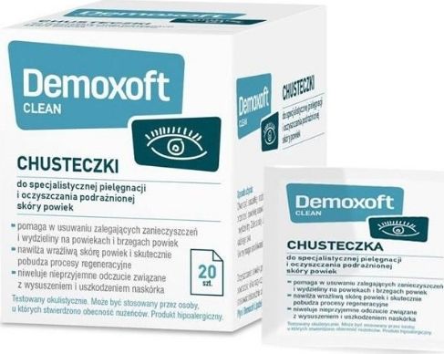 Demoxoft Clean Chusteczki do specjalistycznej pielęgnacji i oczyszczania powiek 20 sztuk