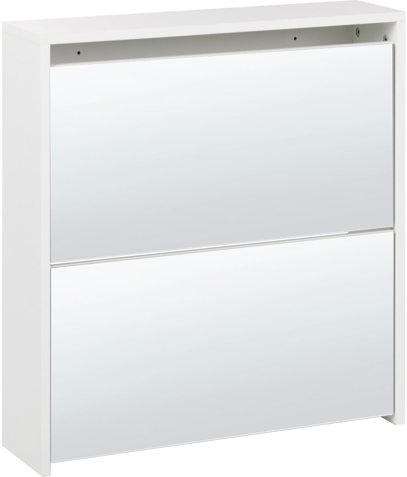 Szafka na buty 2 przegrody lustrzane fronty biała MIDFIELD