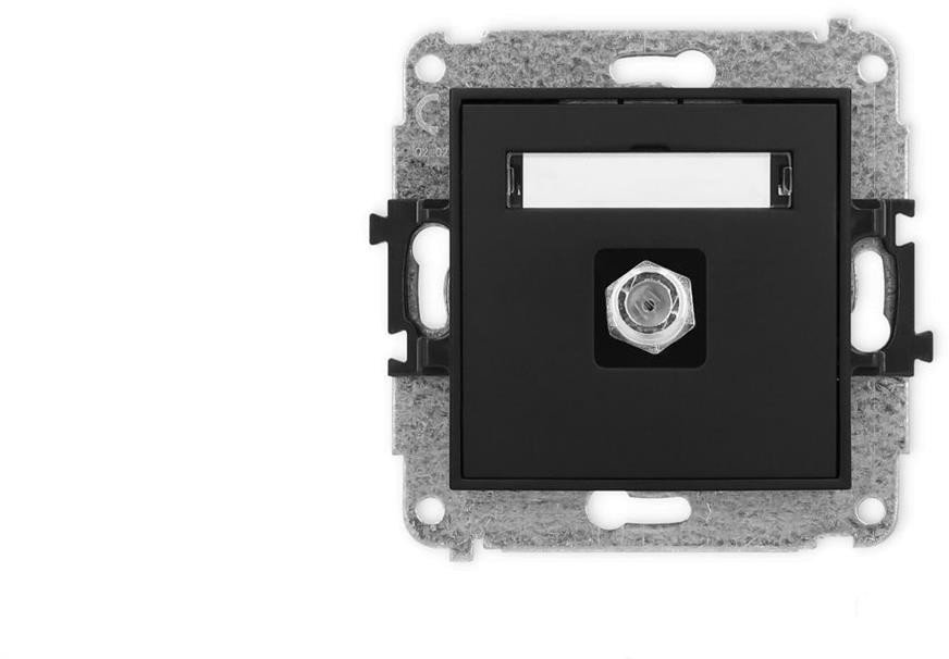 ICON Mechanizm gniazda antenowego pojedynczego typu F (SAT) niklowany czarny mat 12IGF-1