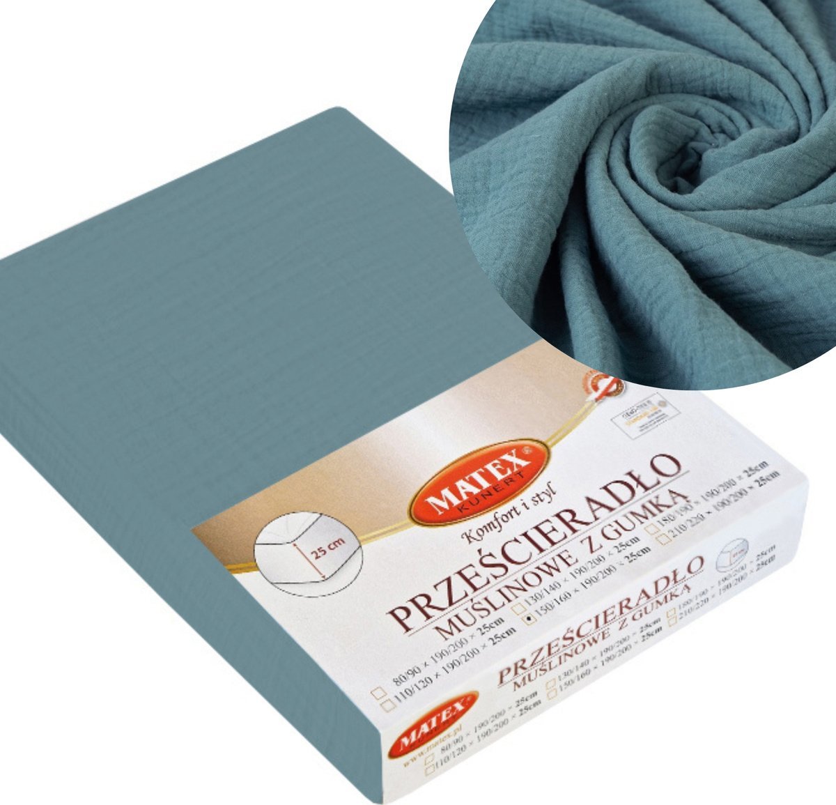 Matex Prześcieradło 160 x 200 z Gumką Matex MUSLIN 34