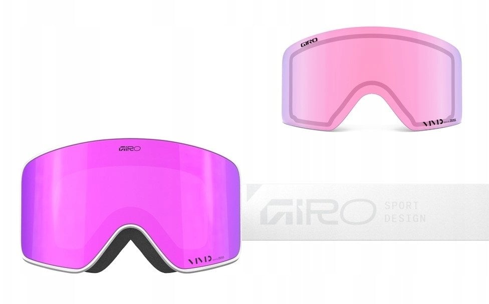 Giro Gogle zimowe METHOD WHITE STACKED (Cylindrical) (Szyba lustrzana kolorowa VIVID-Carl Zeiss PINK 19-42% S2 + Szyba lustrzana kolorowa VIVID-Carl Z