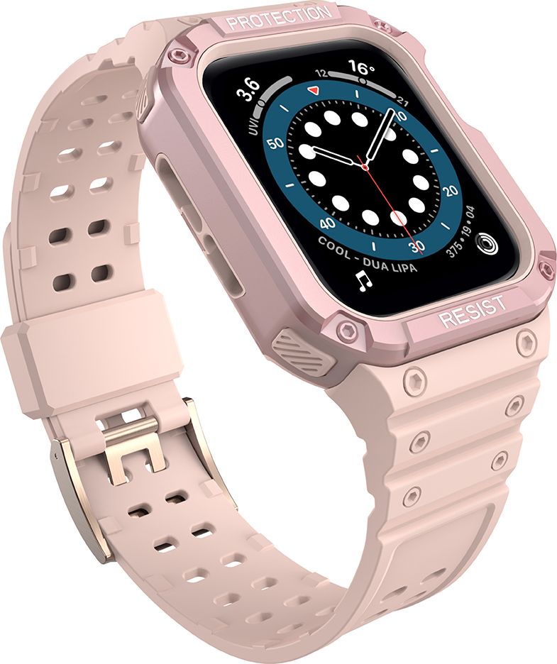 Dux Ducis Protect Strap Band opaska z etui do Watch 7 / 6 / 5 / 4 / 3 / 2 / SE (45 / 44 / 42mm) obudowa pancerny pokrowiec na zegarek różowy