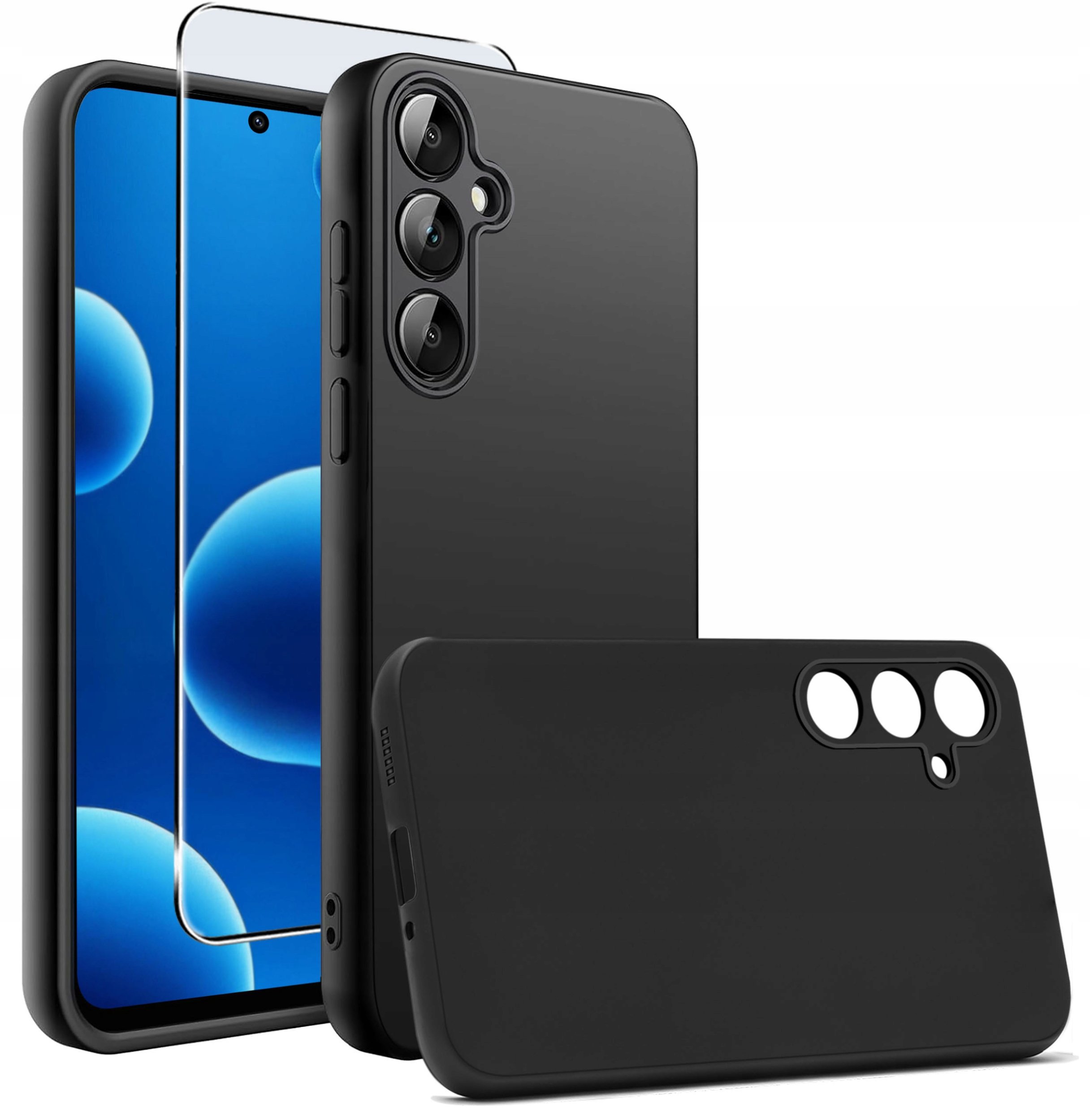 Etui Czarne Matowe Silikon Slim do Samsung S25 FE + SZKŁO 9H