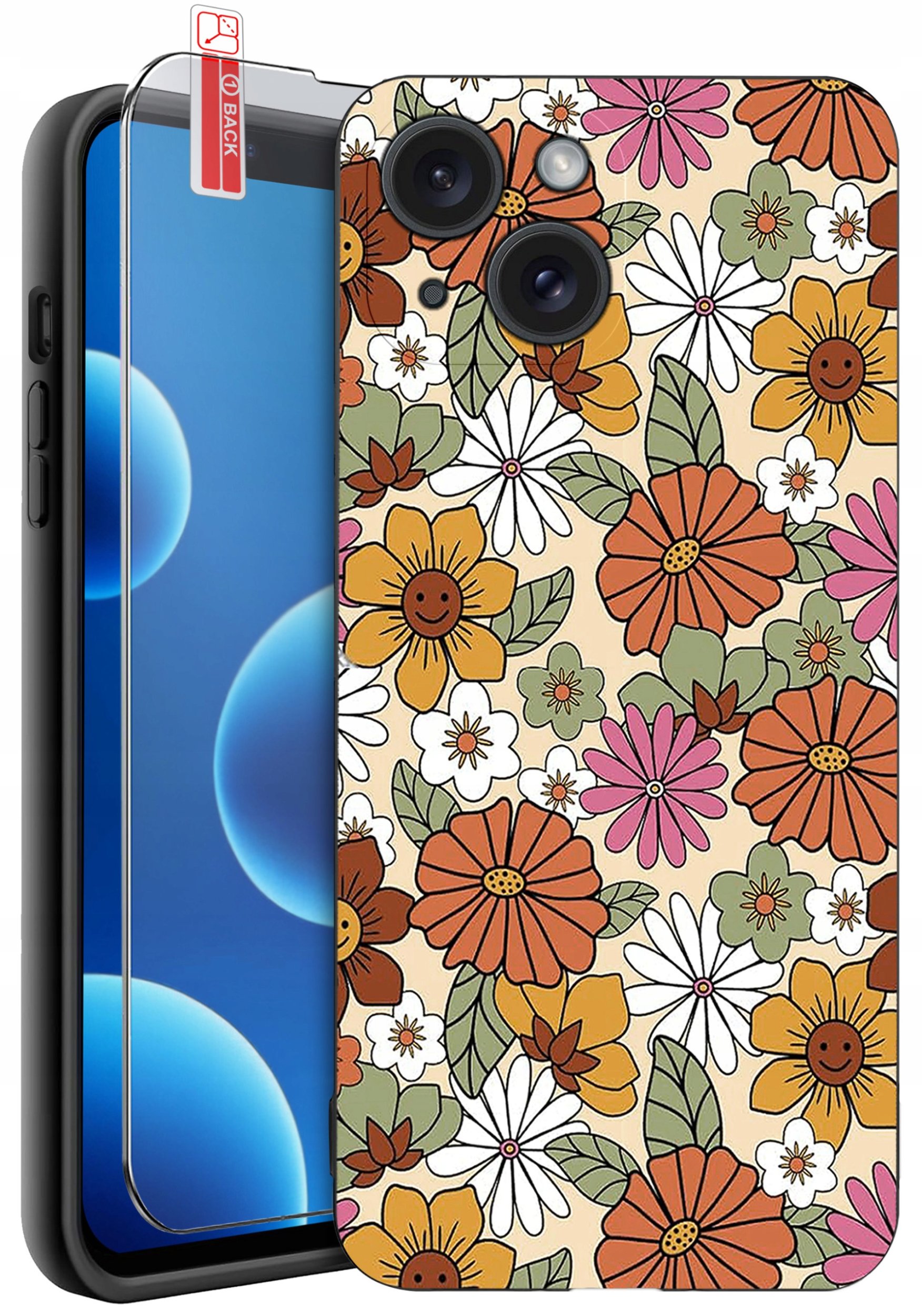 ETUI do iPhone 13 | 14 | WZORY | SILIKONOWE MATT CASE + SZKŁO 9H