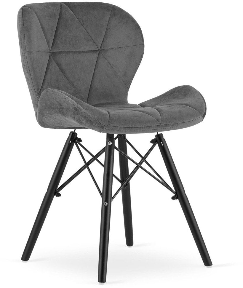 Krzesło LAGO Aksamit - szare / nogi czarne x 1