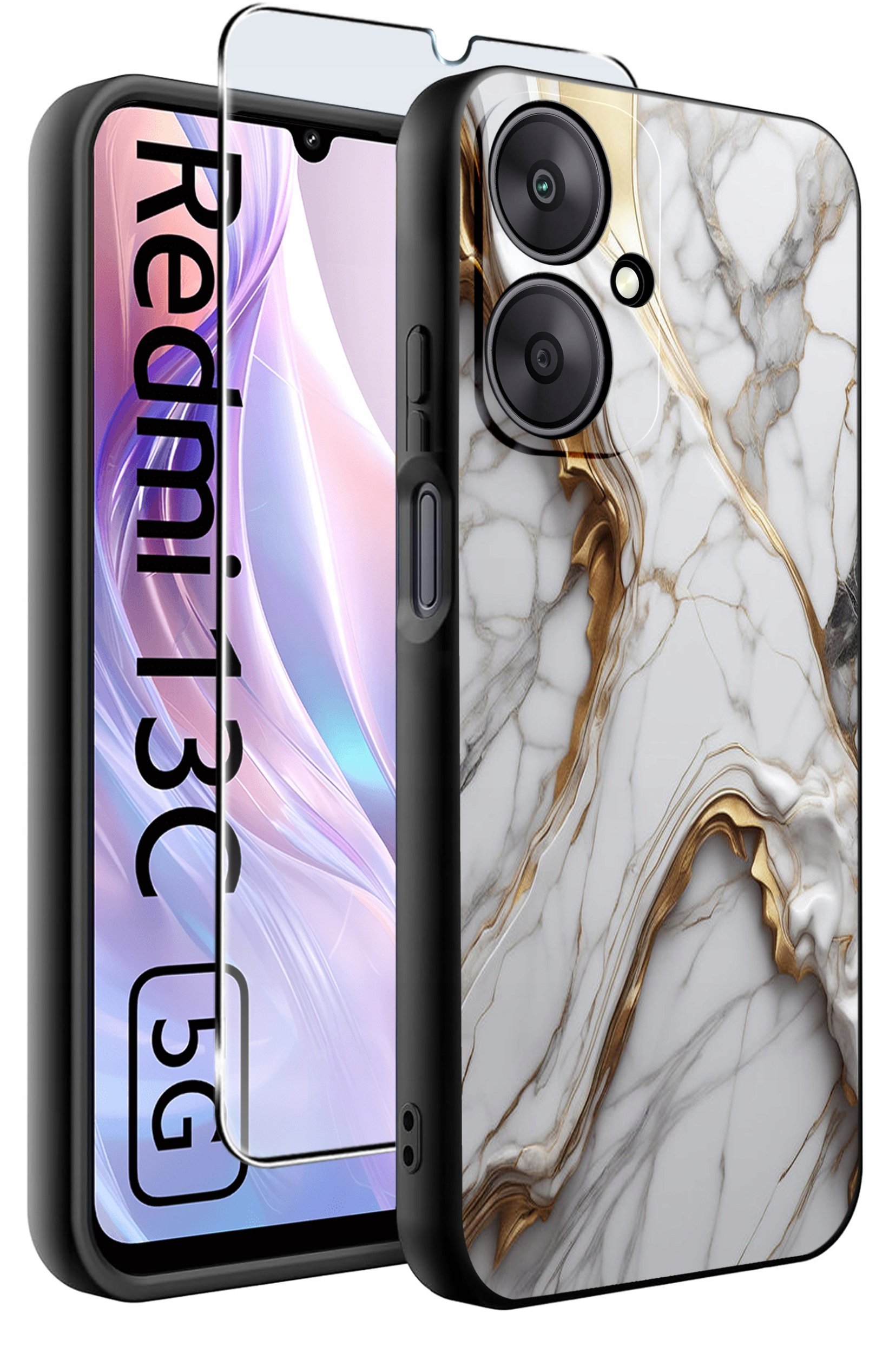 ETUI do Xiaomi Redmi 13C 5G WZORY |SILIKONOWE MATT CASE +SZKŁO HARTOWANE 9H