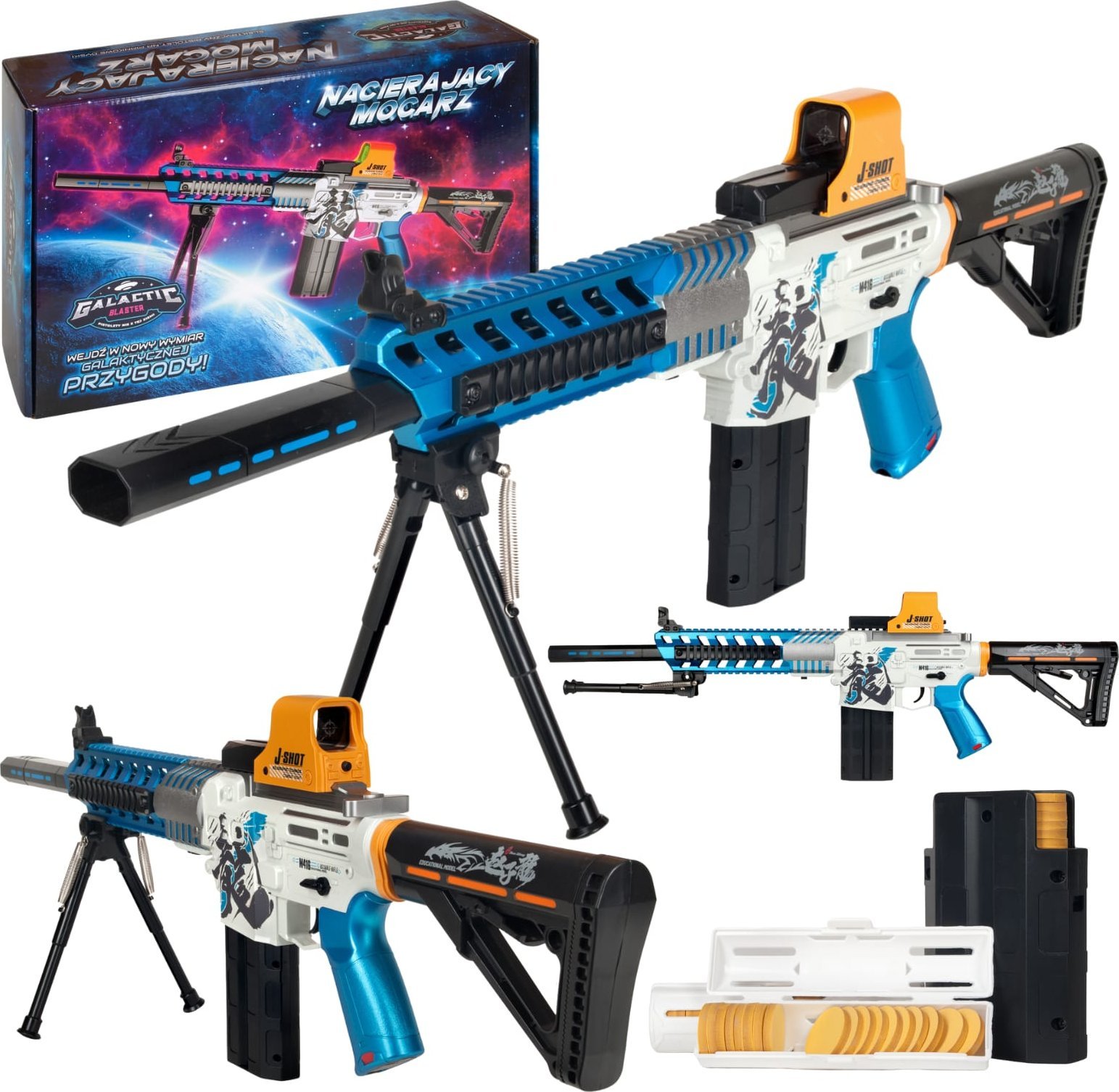 Ciuciubabka Pistolet Nacierający Mocarz Na Akumulator Miękkie Dyski Okulary Ochronne