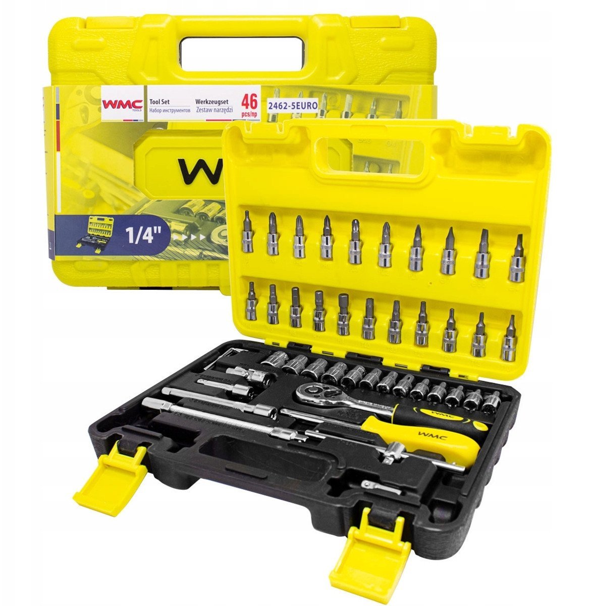 Zestaw narzędzia 1/4 bity nasadki 46 el walizka