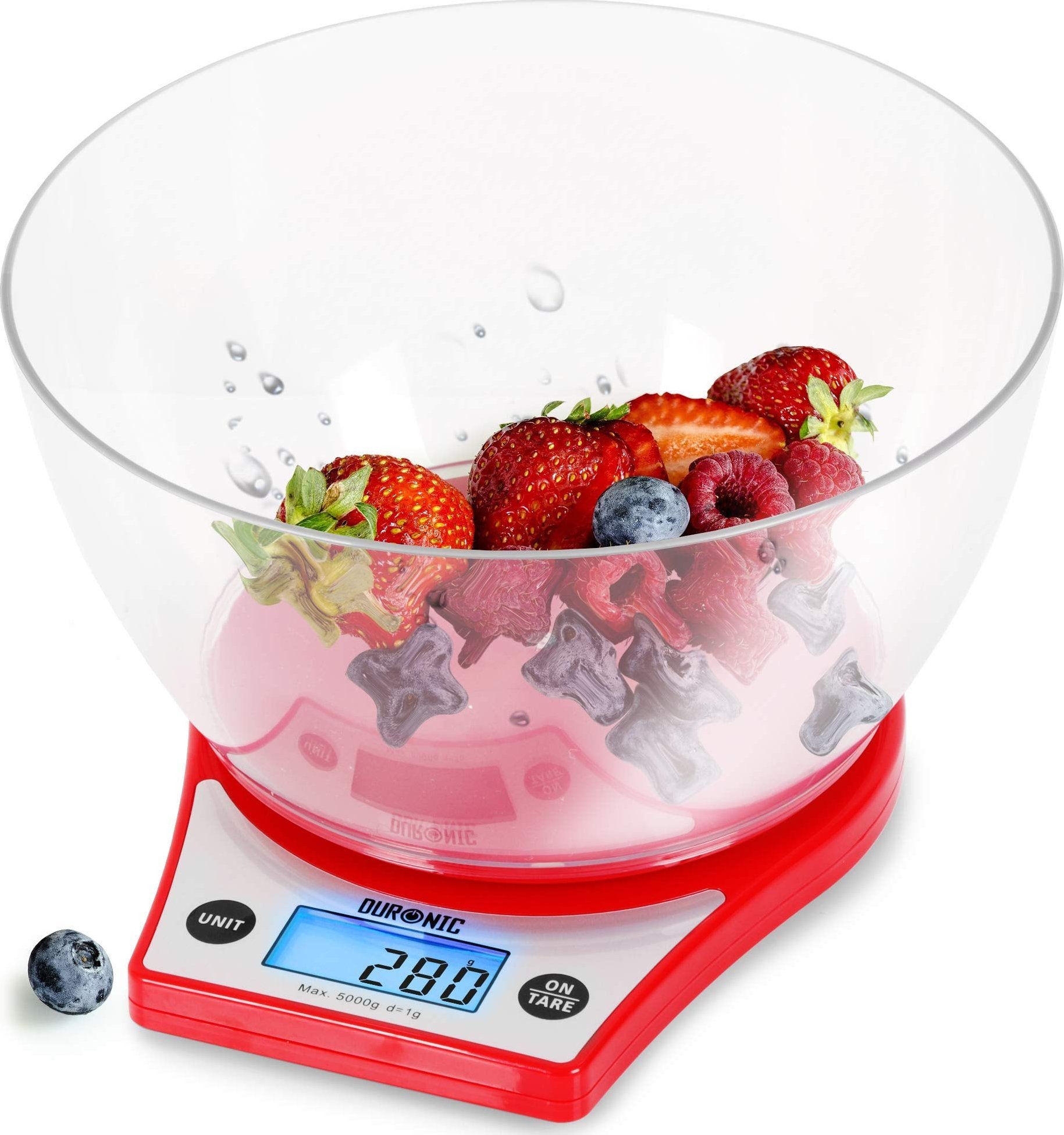 Waga kuchenna Duronic KS6000 RD z misą czerwona