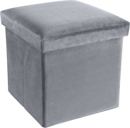 Mufart Pufa składana M do salonu, sypialni, garderoby oraz przedpokoju - 30x30x30cm Aksamit Szara