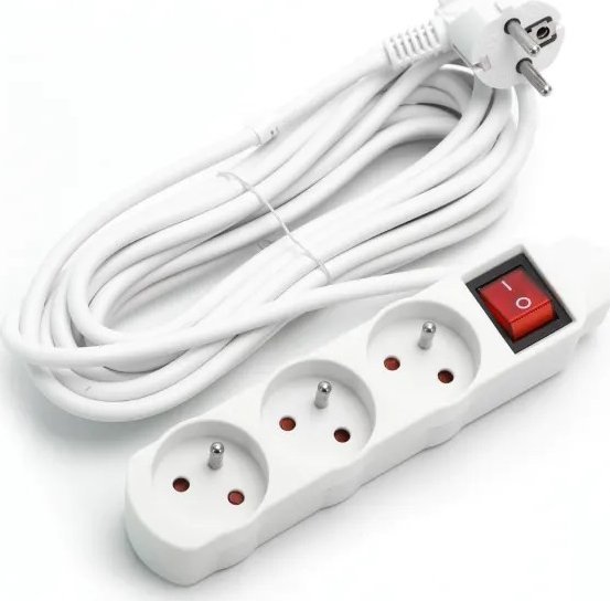 Aigostar Listwa zasilająca na 3 gniazda typu francuskiego z przełącznikiem Listwa zasilająca na 3 gniazda typu francuskiego z przełącznikiem