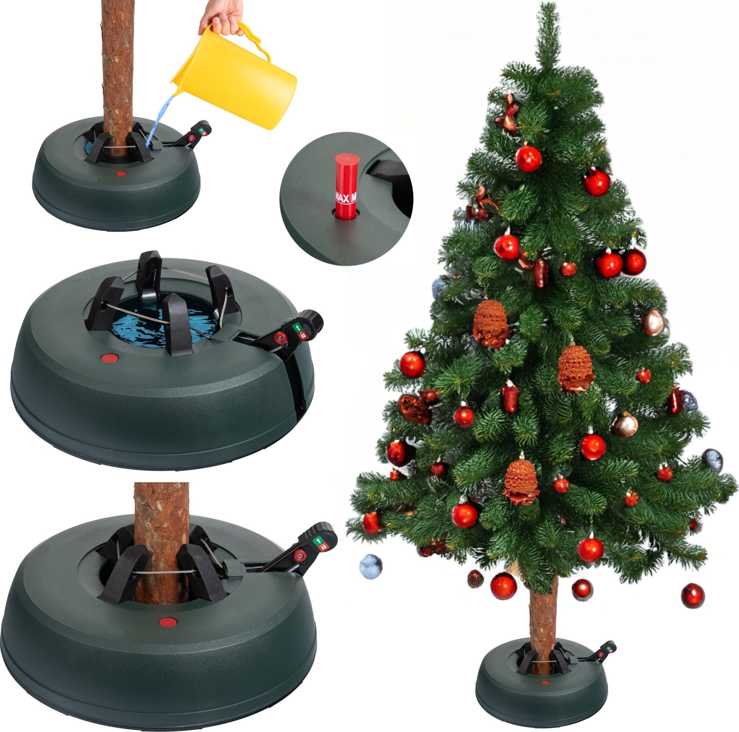 Coil Coil stojak pod choinkę premium solidny ciężki choinkowy duży do drzewka max 2.3m podstawka z automatycznym mechanizmem zielony