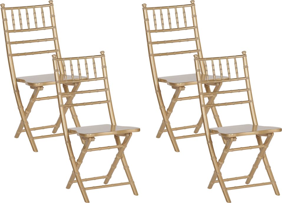 Beliani Zestaw 4 krzeseł drewniany złoty MACHIAS