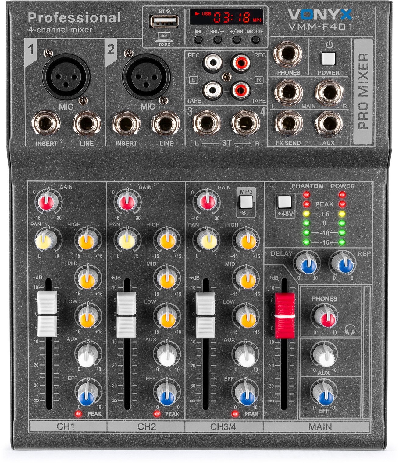 Mikser 4-kanałowy mikser VMM-F401 Vonyx one size