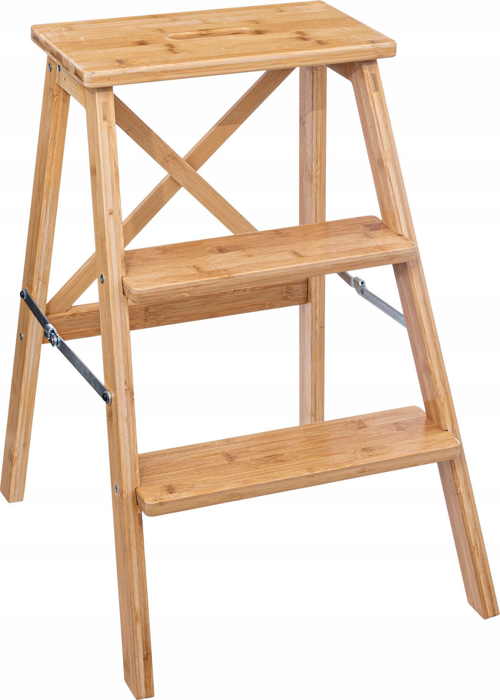 5five Drabina składana, niska, bambusowa, 3 stopnie, 63,5 cm