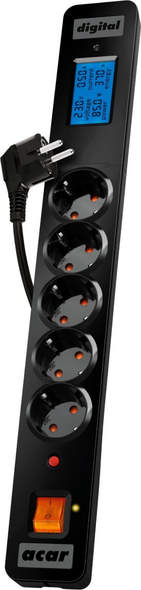 Listwa zasilająca Acar Digital przeciwprzepięciowa 5 gniazd 3 m czarna (W1659)