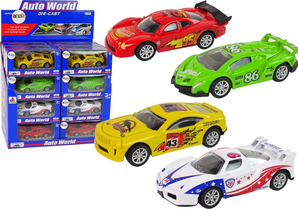 LeanToys Auto Sportowe Wyścigowe Resorak Wyścigi 4 Kolory 1:43
