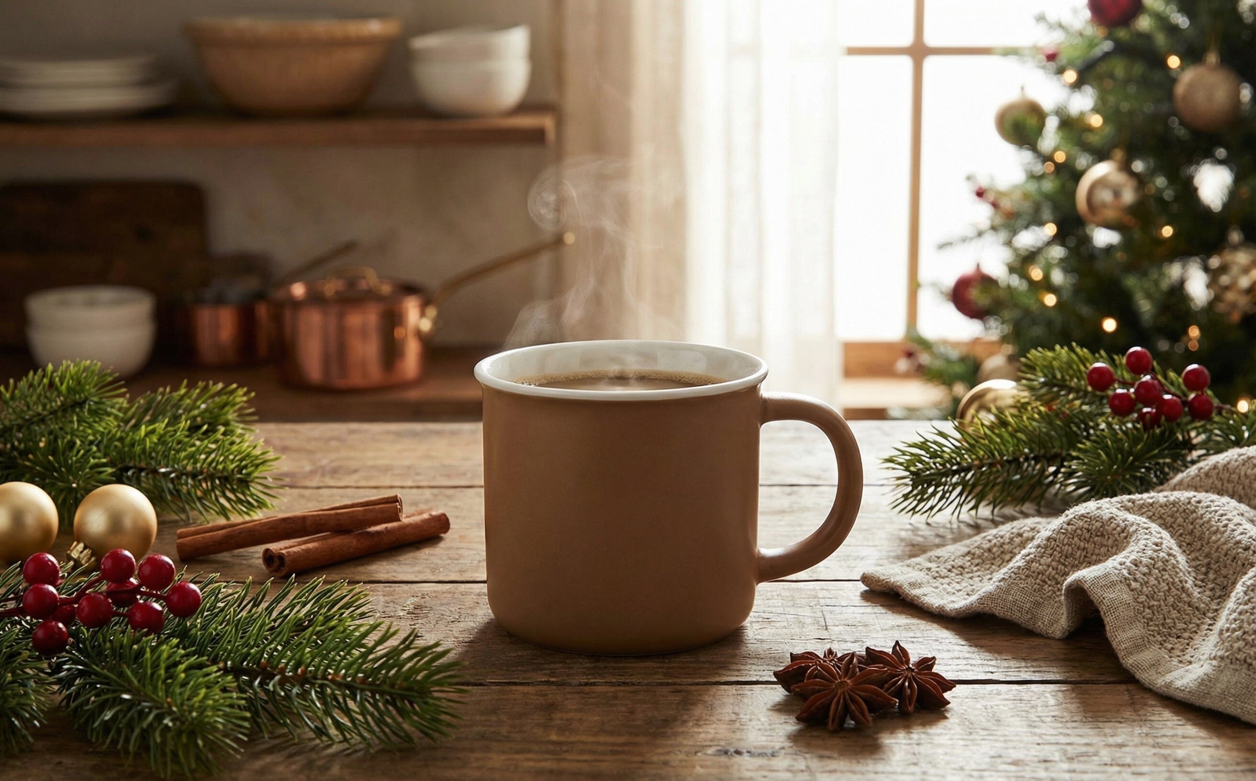 Kubek ceramiczny 355 ml brązowy z białym środkiem