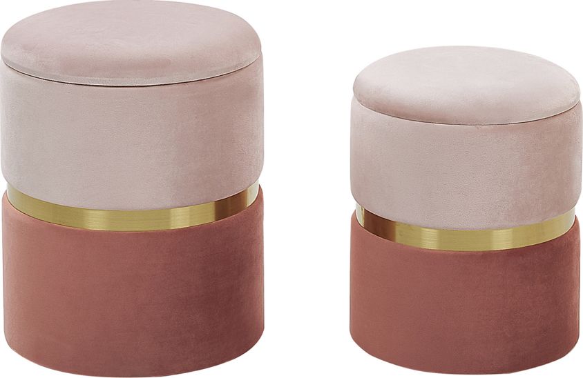 Beliani Zestaw 2 pufów ze schowkiem różowy WICHITA