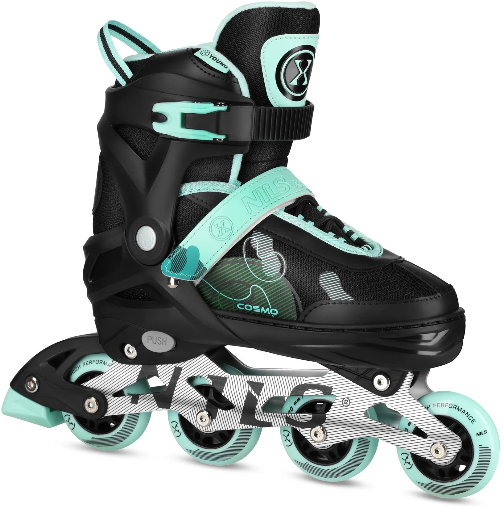 Rolki Nils Extreme NA13808 rekreacyjne regulowane czarno-zielone r. 34-37