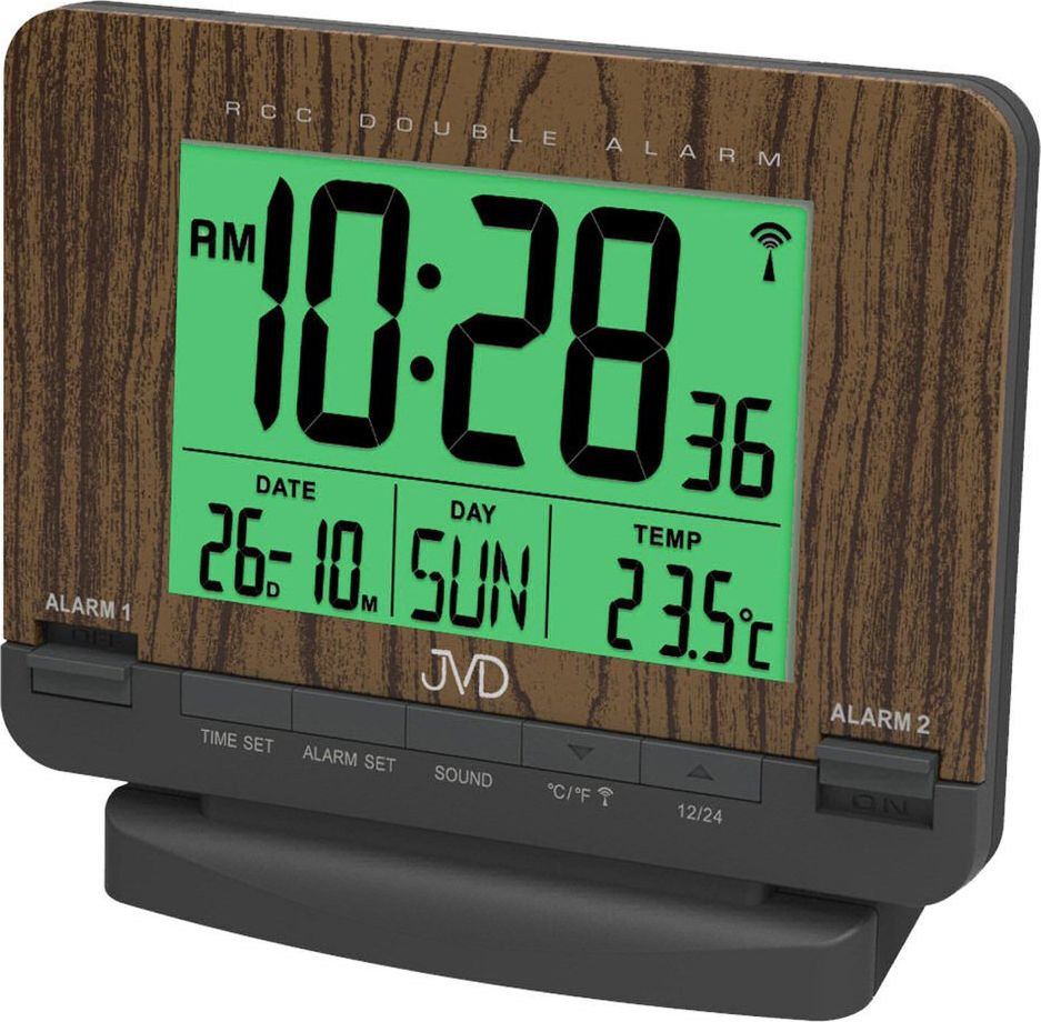 JVD Budzik (RB9242.2) termometr DCF77 dwa alarmy