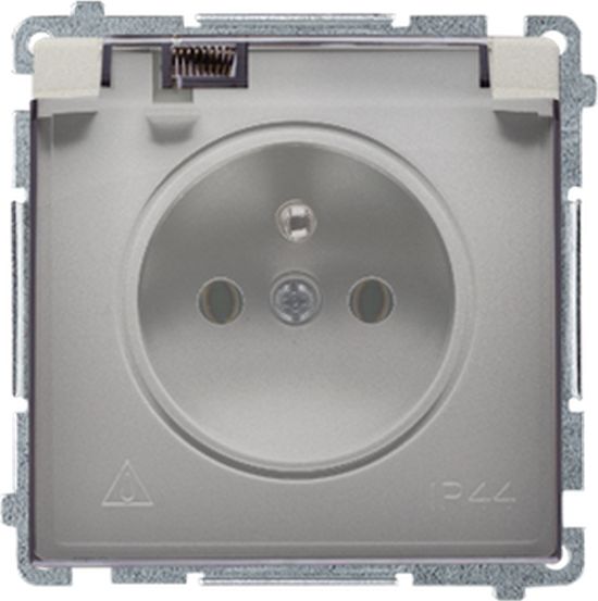 Kontakt-Simon Simon Basic Gniazdo pojedyncze z/u z przesłonami IP44 16A, 250V satyna BMGZ1BZ.01/29A