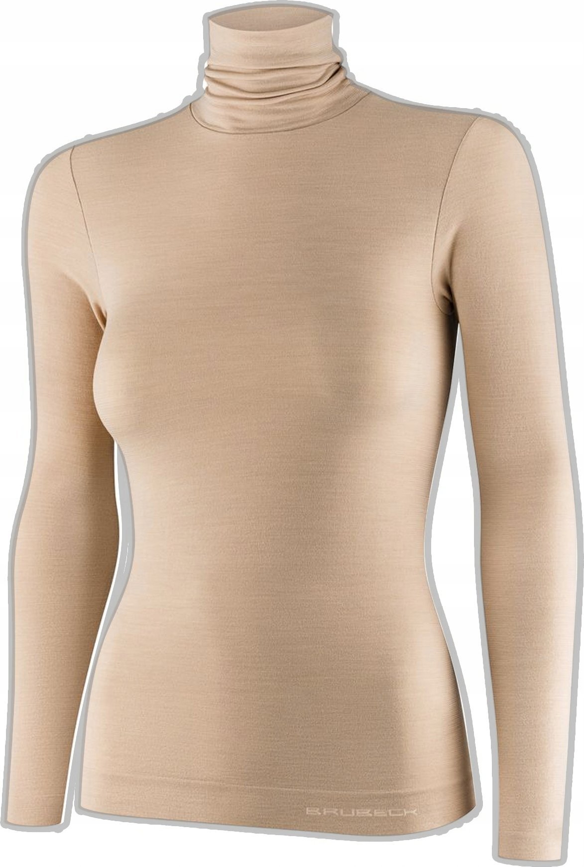 Brubeck LS1627W Koszulka damska z golfem COMFORT MERINO beżowy S