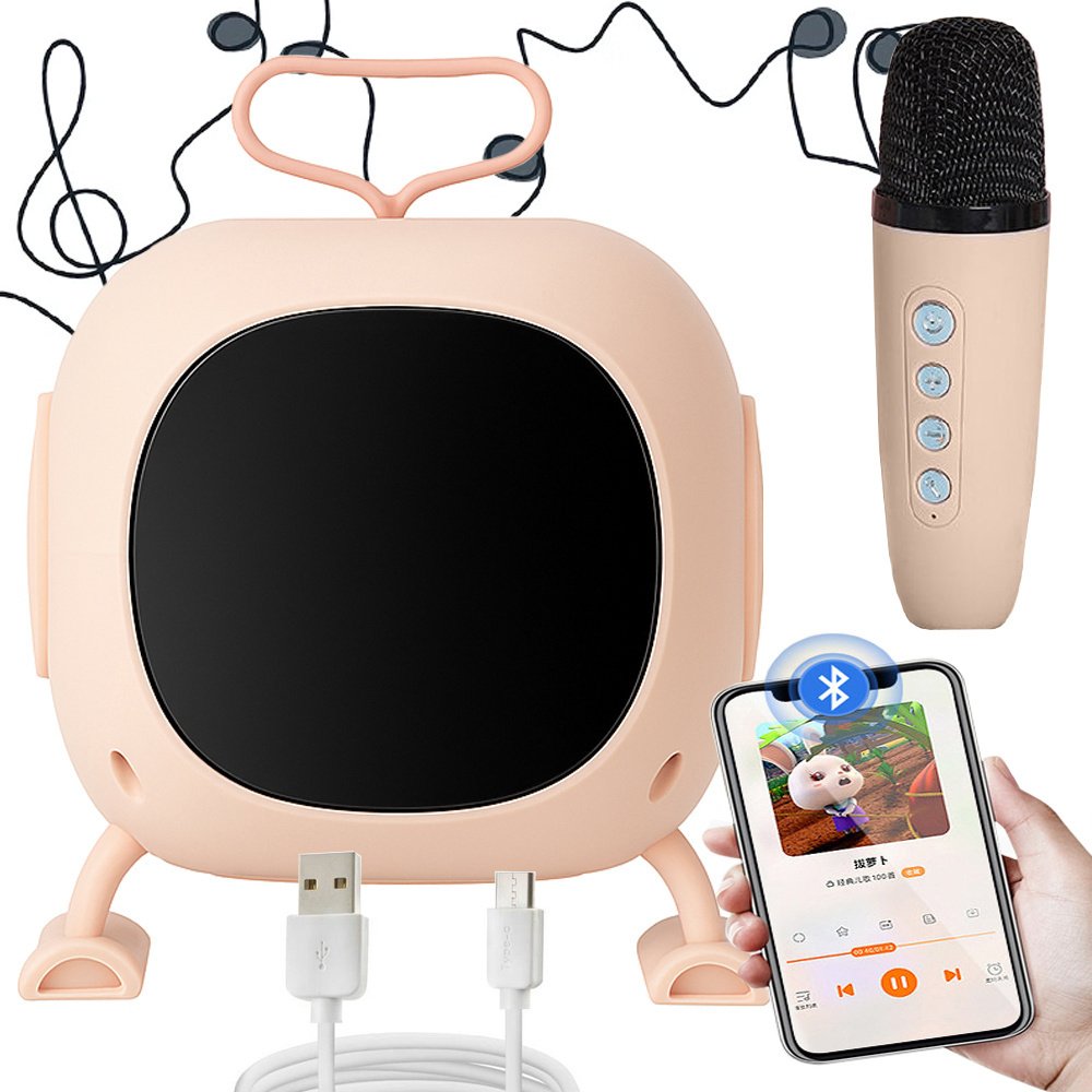 Głośnik bluetooth karaoke z mikrofonem led kolorowe kwadraty muzyka rgb