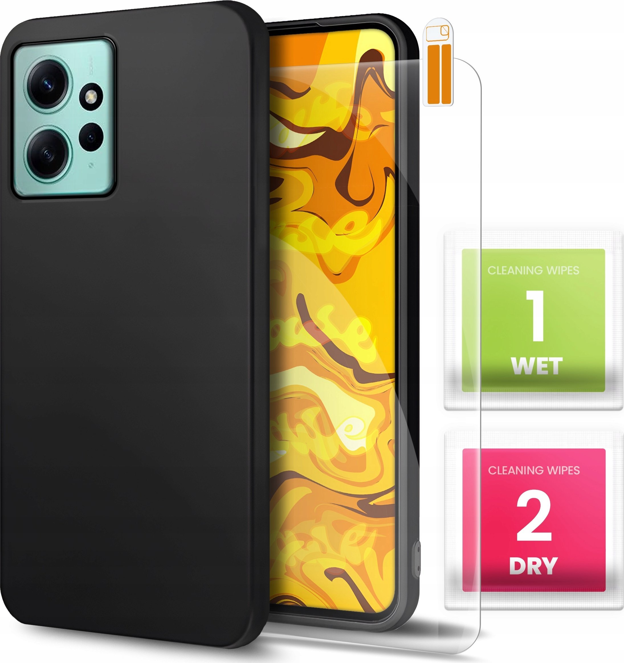 Hello Case Etui do Xiaomi Redmi Note 12 4G (Czarne, Matowe, Slim, Silikon) SZKŁO 9H