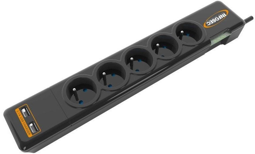 Infosec S5 USB NEO Czarny 5 x gniazdo sieciowe 230 V 1,5 m