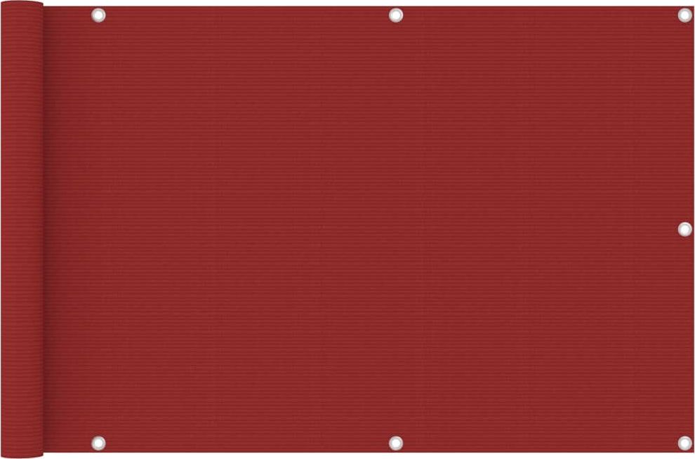 vidaXL Parawan balkonowy, czerwony, 90x400 cm, HDPE