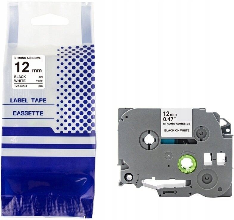 Taśma BROTHER TZE-S231 12mm x 8m czarny na białym zamiennik