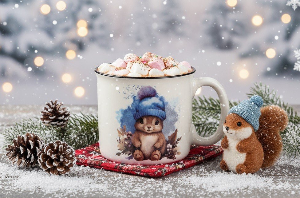 Kubek porcelanowy 220 ml Wiewiórka Henio niebieska