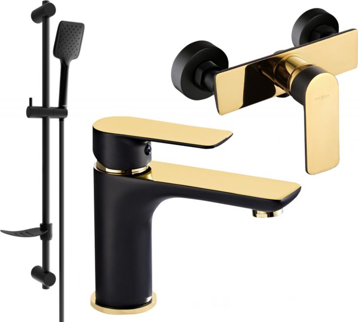 Mexen Mexen Alfa DF62 zestaw prysznicowy, czarny/złoty - 745704DF62-75