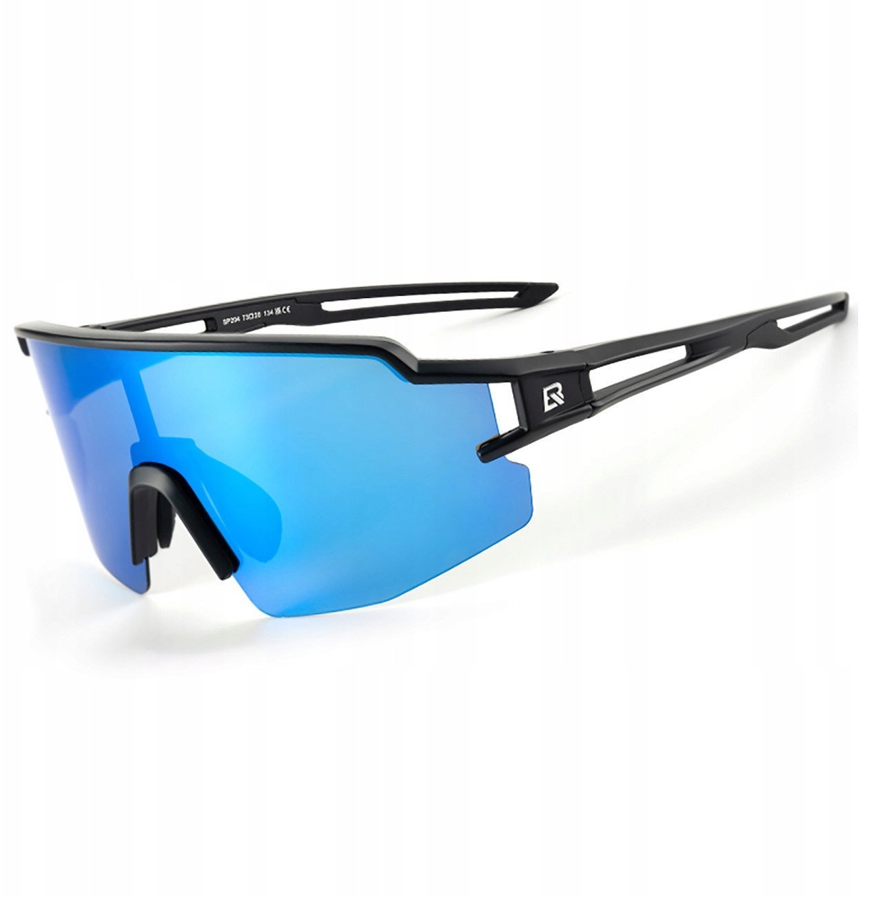 Okulary rowerowe Rockbros polaryzacyjne z ochroną UV i wkładką korekcyjną niebieskie szkła - czarne